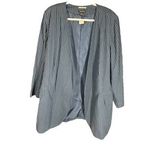Lane Bryant The Bryant Blazer Womens 26 Blue White Pinstripe LINEN Blend NWT‎